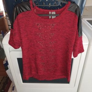 New Directions Red and Black Studded Tee